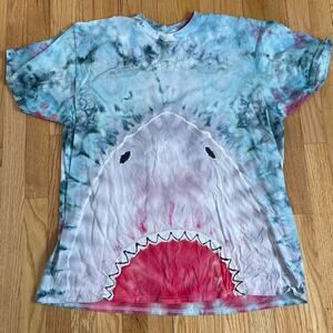 handmade tie dyed unisex tshirt shark bloody ocean 2XL